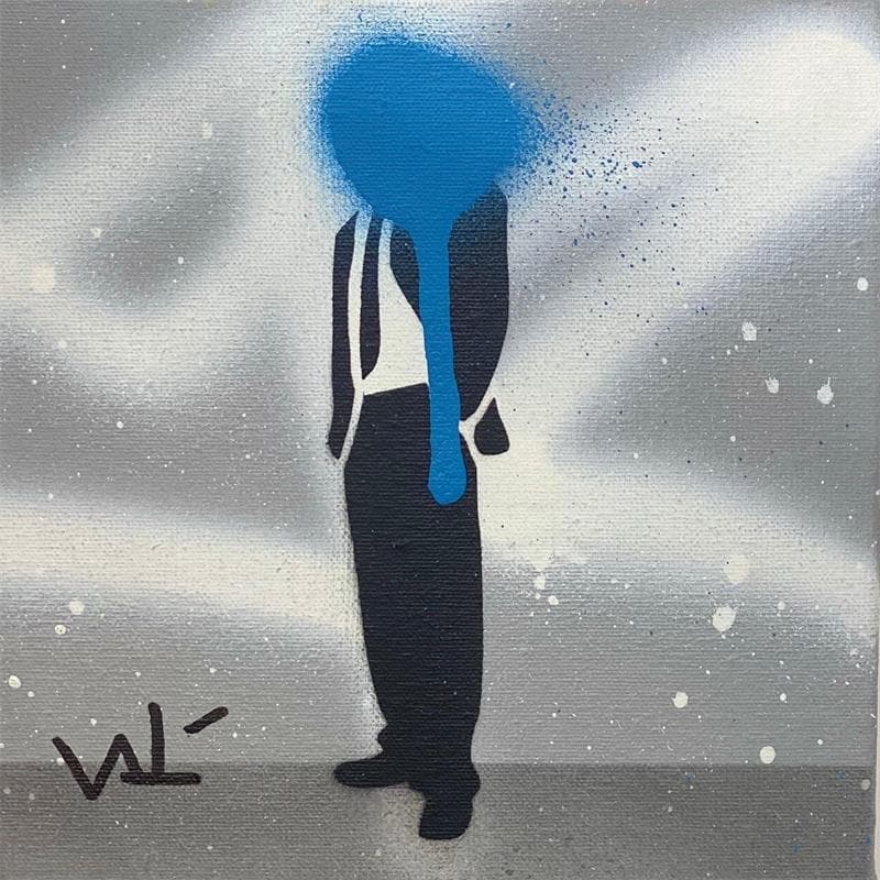 Painting Graff trader blue by Lenud Valérian  | Painting Street art Life style Graffiti