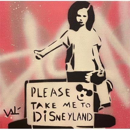 Peinture Please take me to Disneyland par Valérian Lenud | Tableau Street Art Graffiti scènes de vie
