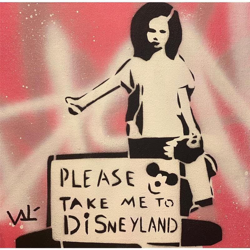 Painting Please take me to Disneyland by Lenud Valérian  | Painting Street art Graffiti Life style