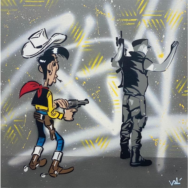 Painting Lucky vs cop by Lenud Valérian  | Painting Street art Graffiti Life style