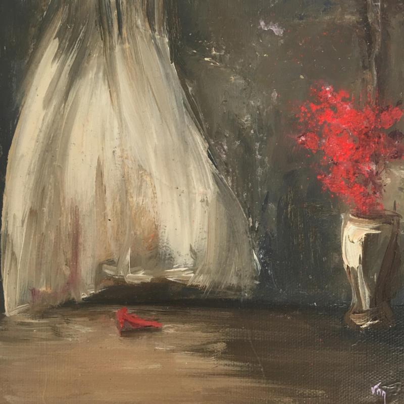 Painting Red shoe by Mezan de Malartic Virginie | Painting Figurative Oil Life style
