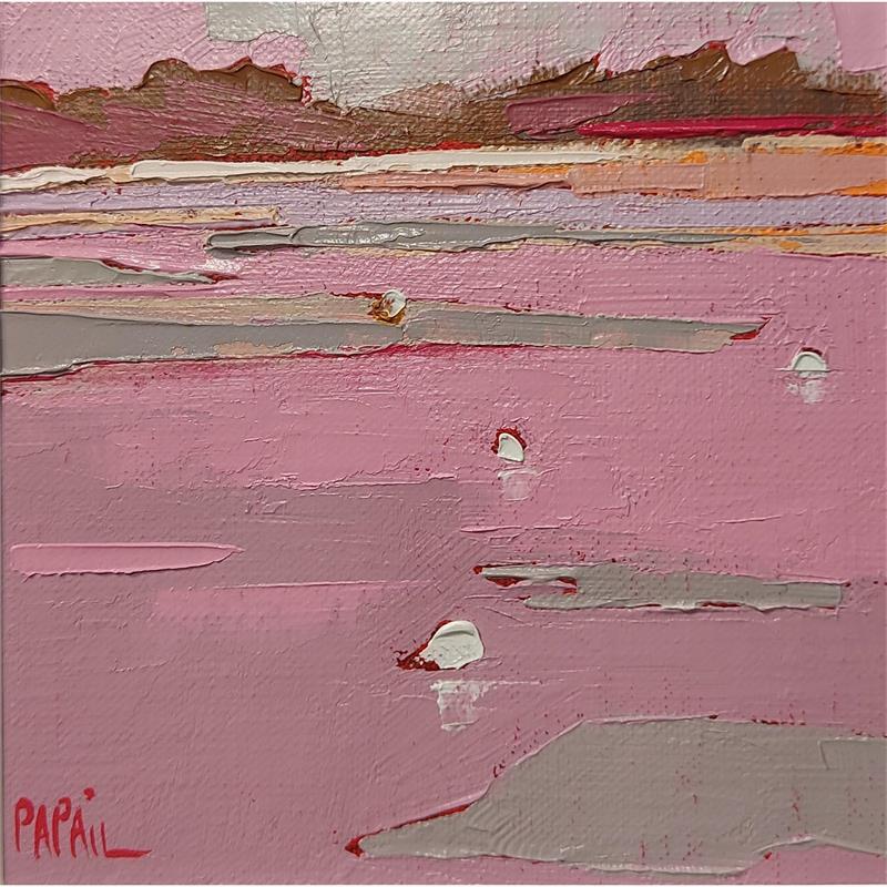Painting Marée basse rose by PAPAIL | Painting Figurative Oil Landscapes