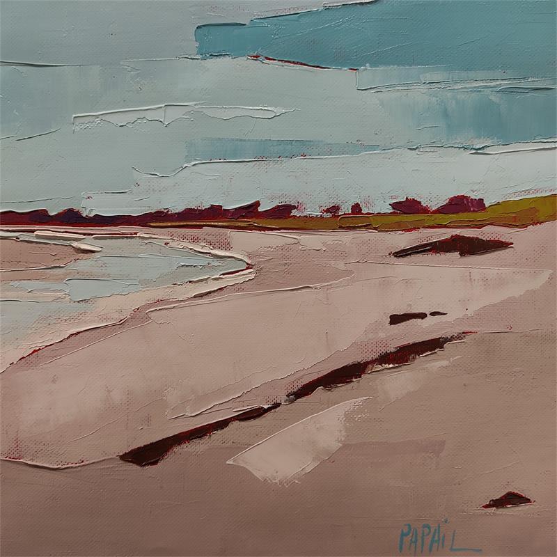 Painting La plage rose by PAPAIL | Painting Figurative Oil Landscapes