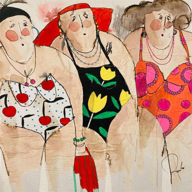 Painting Marie-Claire, Chantal, Suzie by Colombo Cécile | Painting Figurative Life style Acrylic