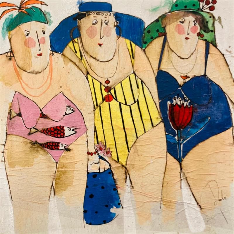 Painting Jeanne, Suzie et Agnés by Colombo Cécile | Painting Figurative Life style Acrylic