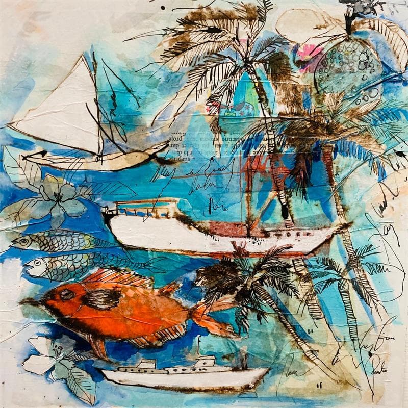 Peinture Boats par Colombo Cécile | Tableau Figuratif Scènes de vie Acrylique