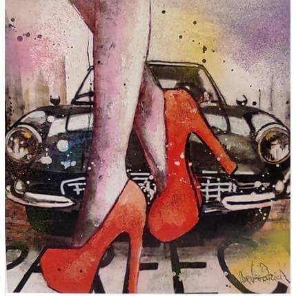 Painting Woman with an old Ferrari by Cornée Patrick | Painting Pop art Acrylic, Mixed