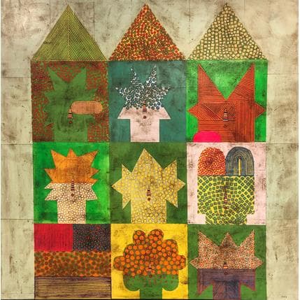 Peinture Green archetypes par Ortiz Gustavo | Tableau Art Singulier Mixte Portraits