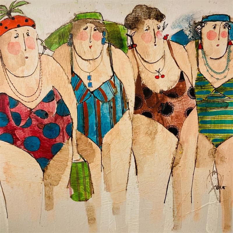 Peinture Marguerite, Agnès, Cecile, Josette par Colombo Cécile | Tableau Figuratif Acrylique scènes de vie