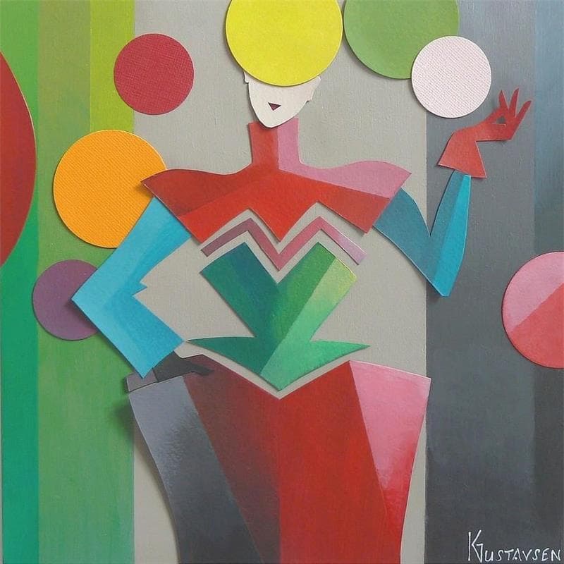 Painting Circus Colours by Gustavsen Karl | Painting Figurative Cardboard, Gluing, Wood Portrait