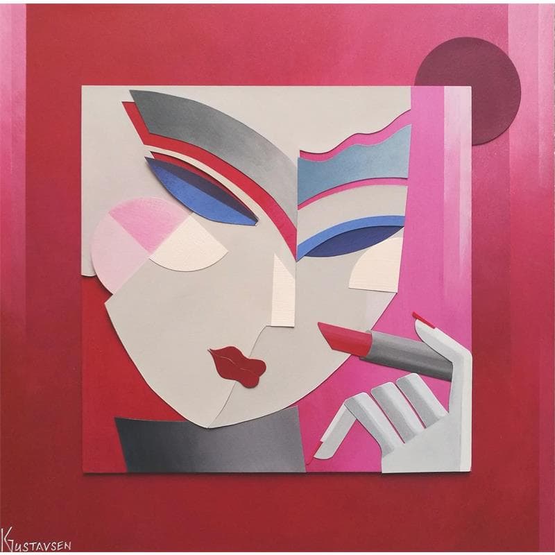 Painting Red Lipstick by Gustavsen Karl | Painting Figurative Portrait