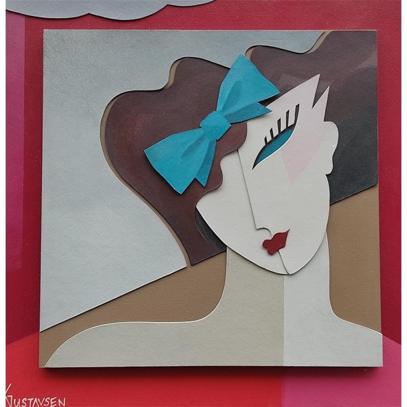 Gemälde Pretty Girl von Gustavsen Karl | Gemälde Figurativ Porträt Holz Pappe Collage