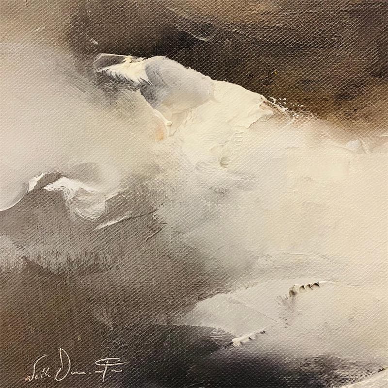 Peinture Dans le brouillard par Dumontier Nathalie | Tableau Abstrait Huile minimaliste, noir & blanc