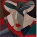Gemälde Make-up von Gustavsen Karl | Gemälde Figurativ Porträt Holz Pappe Collage