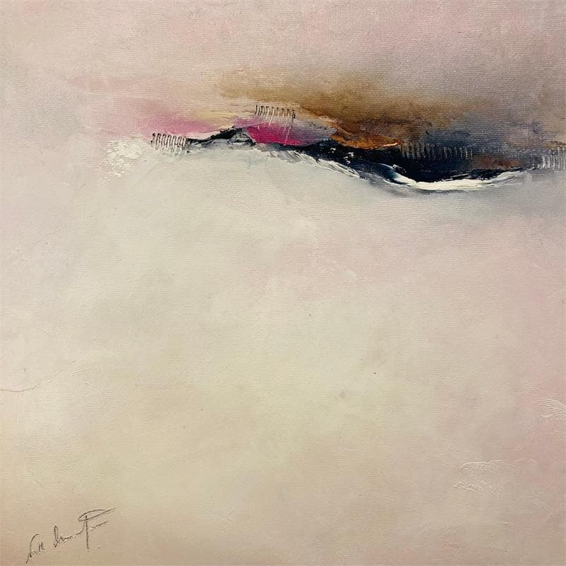 Painting On va voir les flamante roses by Dumontier Nathalie | Painting Abstract Minimalist Oil