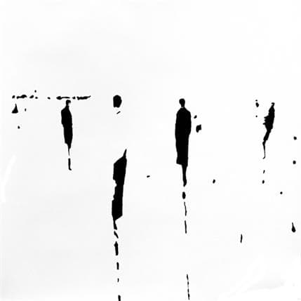 Peinture Juste un instant C333 par Rat Serge | Tableau Figuratif Mixte noir & blanc