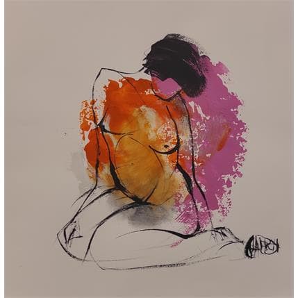 Painting Rose tendresse 4 by Chaperon Martine | Painting Figurative Mixed Nude