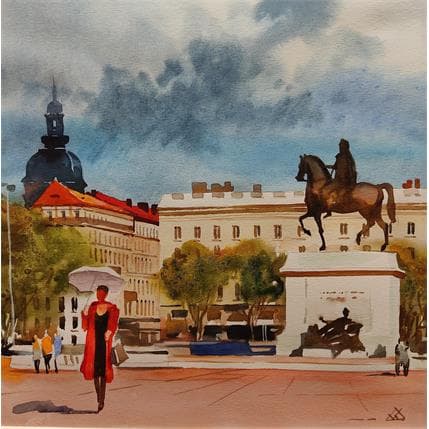 Painting Lyon J20-12 by Khodakivskyi Vasily | Painting Figurative Watercolor Urban