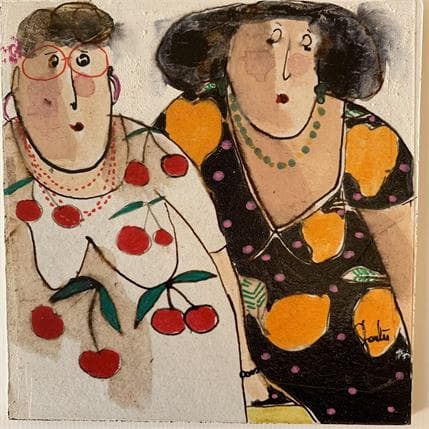 Painting Les nanas by Colombo Cécile | Painting Figurative Mixed Life style