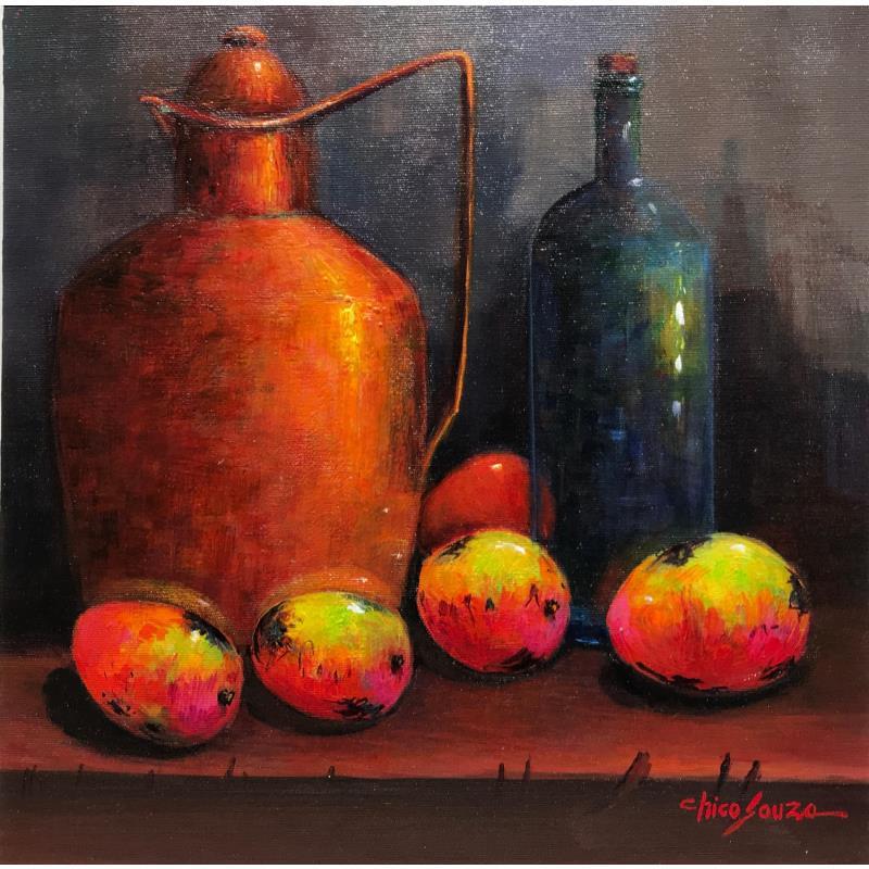 Gemälde Five mango von Chico Souza | Gemälde Figurativ Öl Stillleben