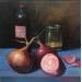 Painting Cebola e azeite by Chico Souza | Painting Figurative Still-life Oil