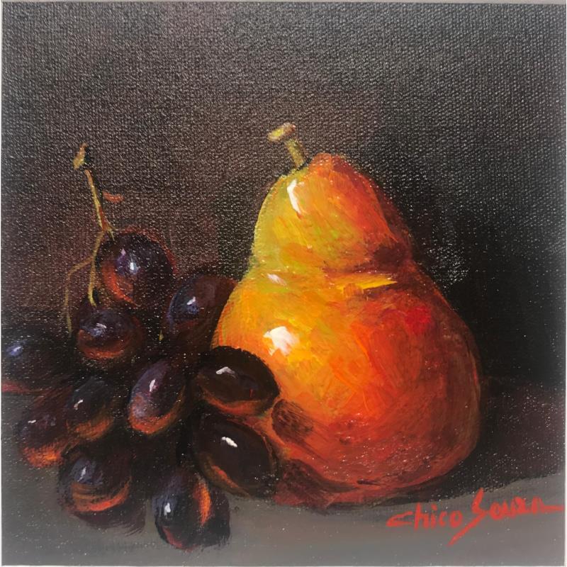 Painting Pears and grapes by Chico Souza | Painting Figurative Oil still-life
