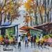 Peinture Marché aux fleurs de la Madeleine par Lallemand Yves | Tableau Figuratif Acrylique Vues urbaines scènes de vie