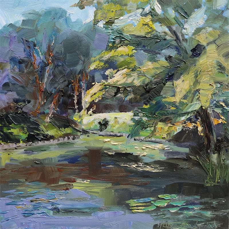 Painting the pond- 17ls061 by Van Lynden Heleen | Painting Figurative Oil