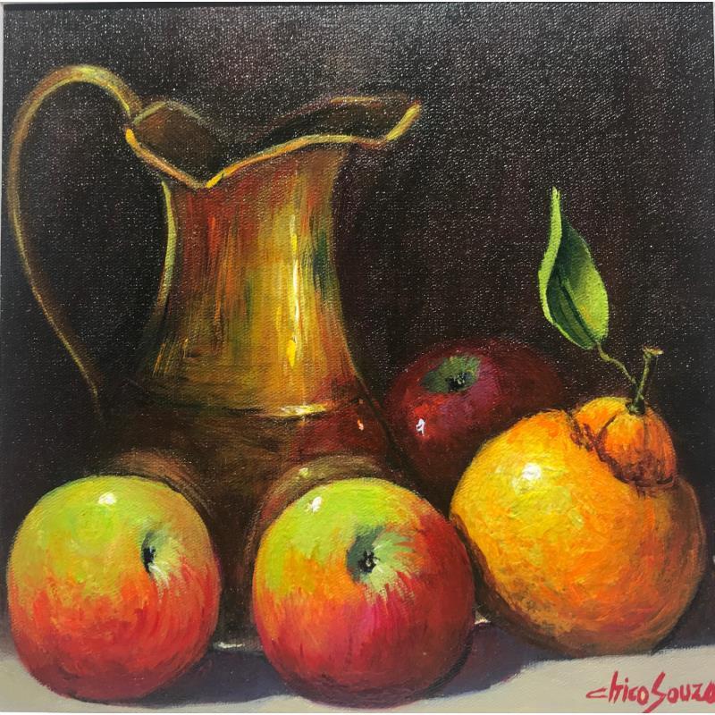 Painting Macas Vermelhas by Chico Souza | Painting Figurative Still-life Oil