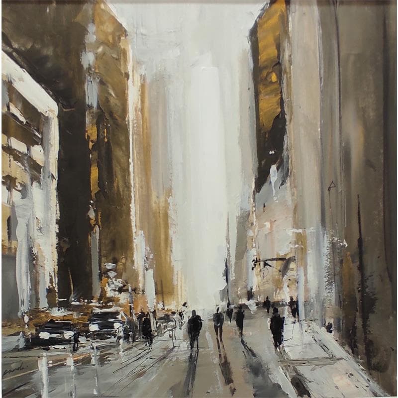 Painting Gold avenue by Poumelin Richard | Painting Figurative Oil Urban