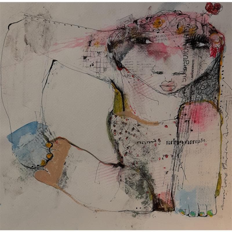 Peinture Strong woman par Boix Bernardini Empar | Tableau Art Singulier Mixte scènes de vie