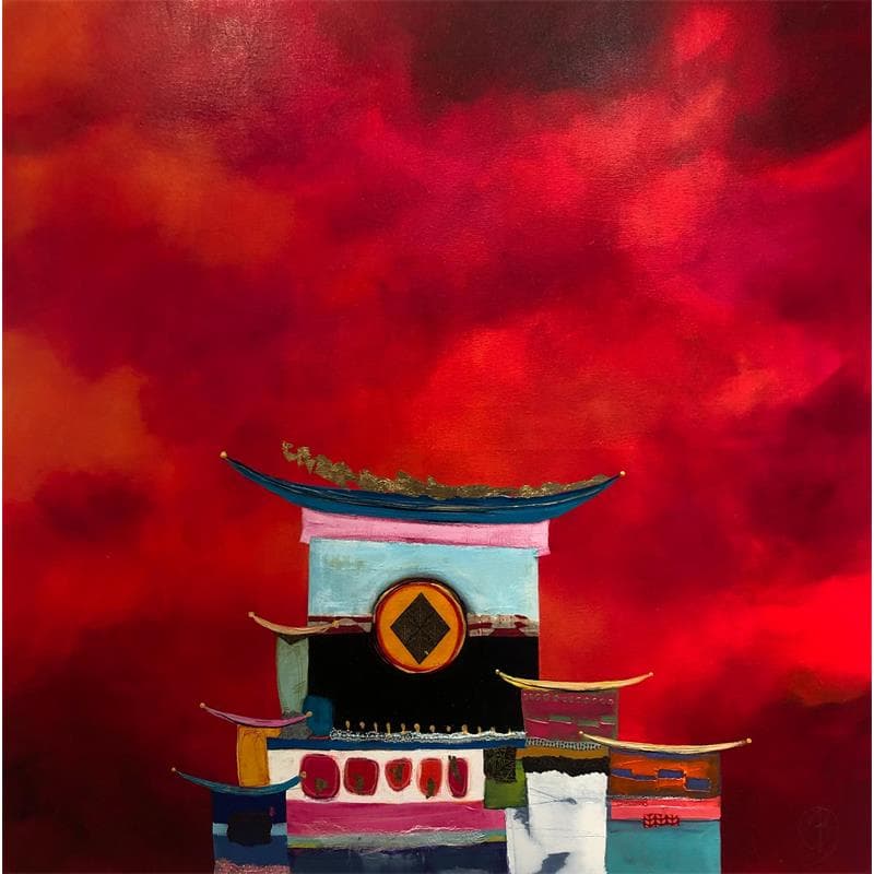 Painting Dream into the Temple by Lau Blou | Painting Abstract Acrylic Minimalist