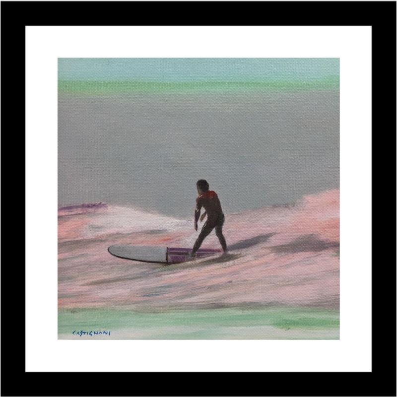 Painting Surfing III by Castignani Sergi | Painting Figurative Acrylic, Oil Landscapes