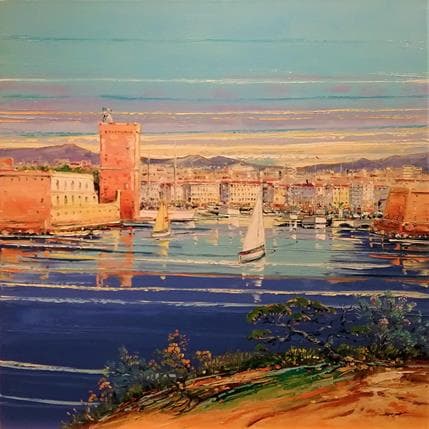 Painting Vieux Port vu du Pharo by Corbière Liisa | Painting Figurative Oil Landscapes