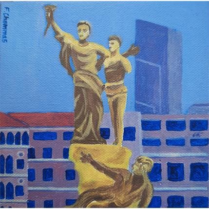 Painting Martyr Square 1 by Chammas Fady | Painting Figurative Watercolor Urban