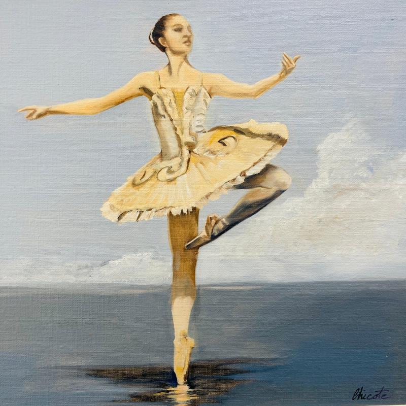 Painting Pointe fond nuages by Chicote Celine | Painting Figurative Life style Oil