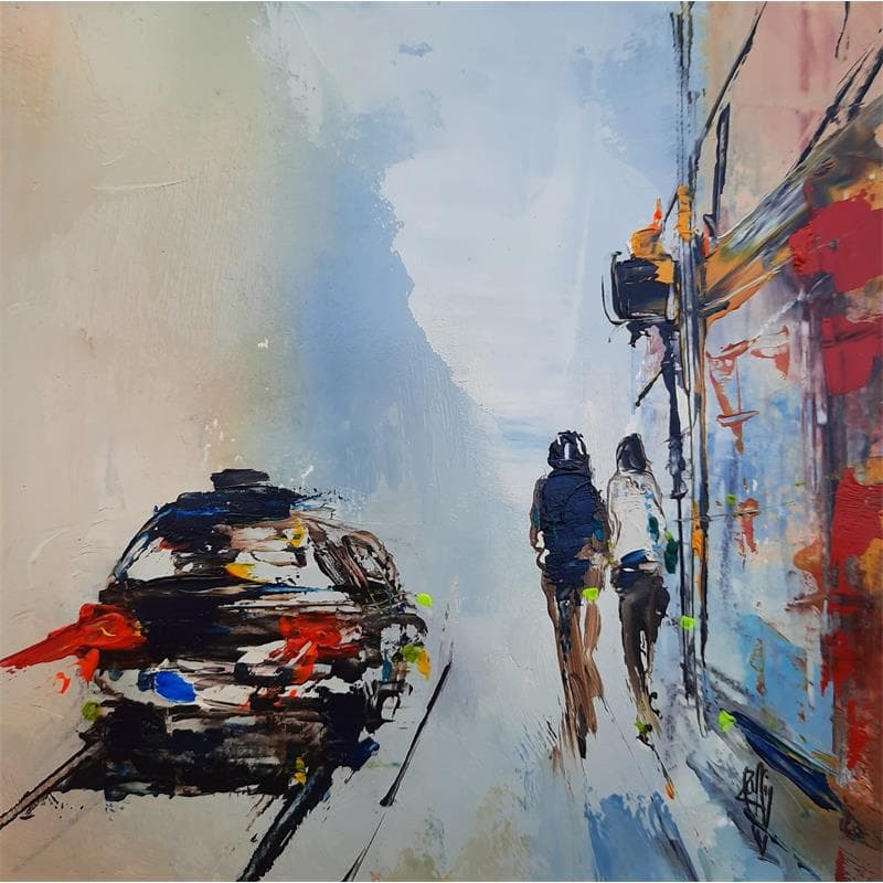 Painting La rue by Raffin Christian | Painting Figurative Acrylic, Oil Life style