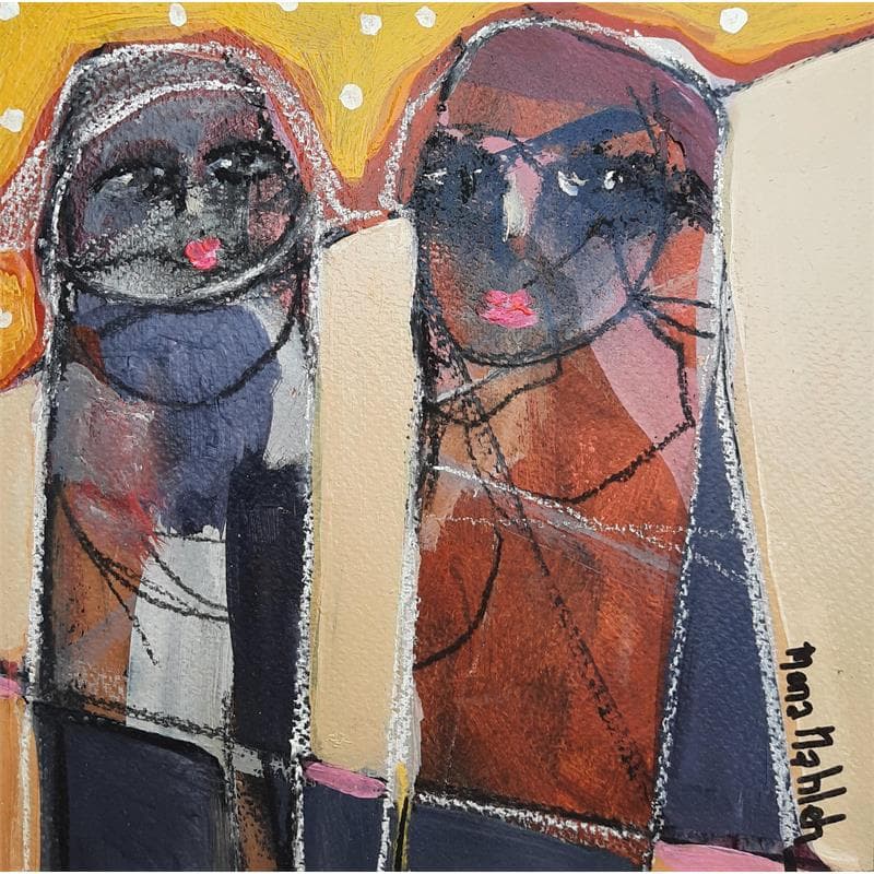 Painting Gossip by Nahleh Mona | Painting Figurative Portrait Acrylic