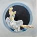 Peinture Danseuse rond bleu gris par Chicote Celine | Tableau Figuratif Scènes de vie Huile