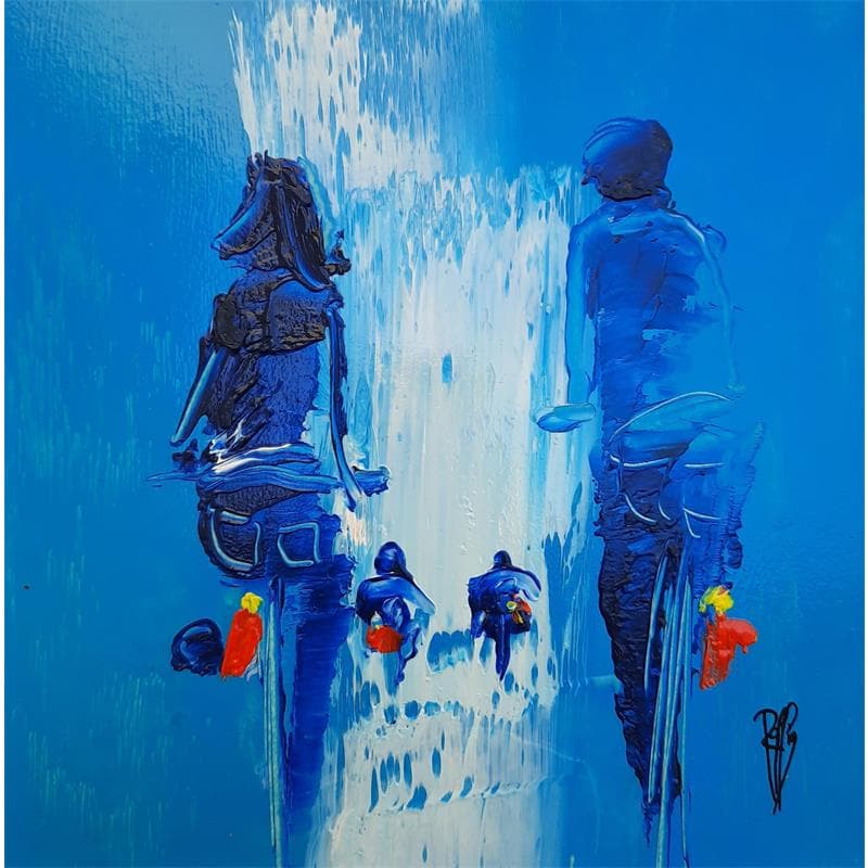 Peinture Bleu par Raffin Christian | Tableau Figuratif Scènes de vie Huile Acrylique