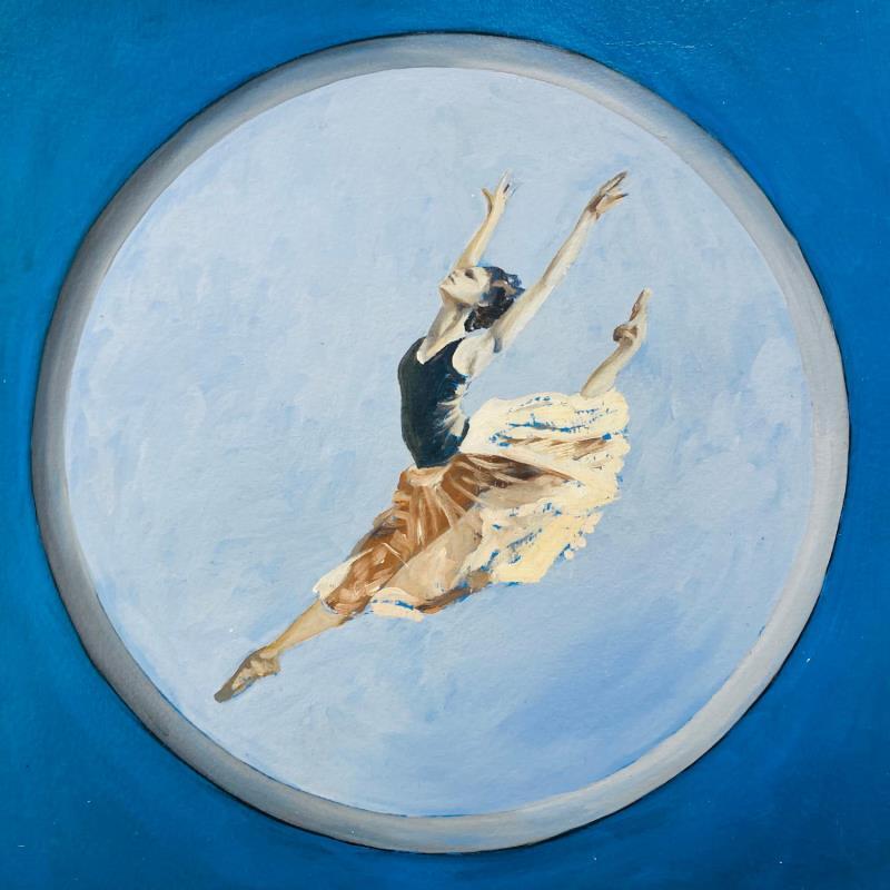 Gemälde le saut rond gris von Chicote Celine | Gemälde Figurativ Alltagsszenen Öl