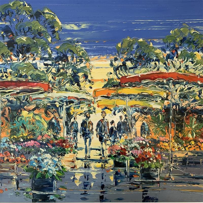 Gemälde Marché après la pluie von Corbière Liisa | Gemälde Figurativ Landschaften Öl