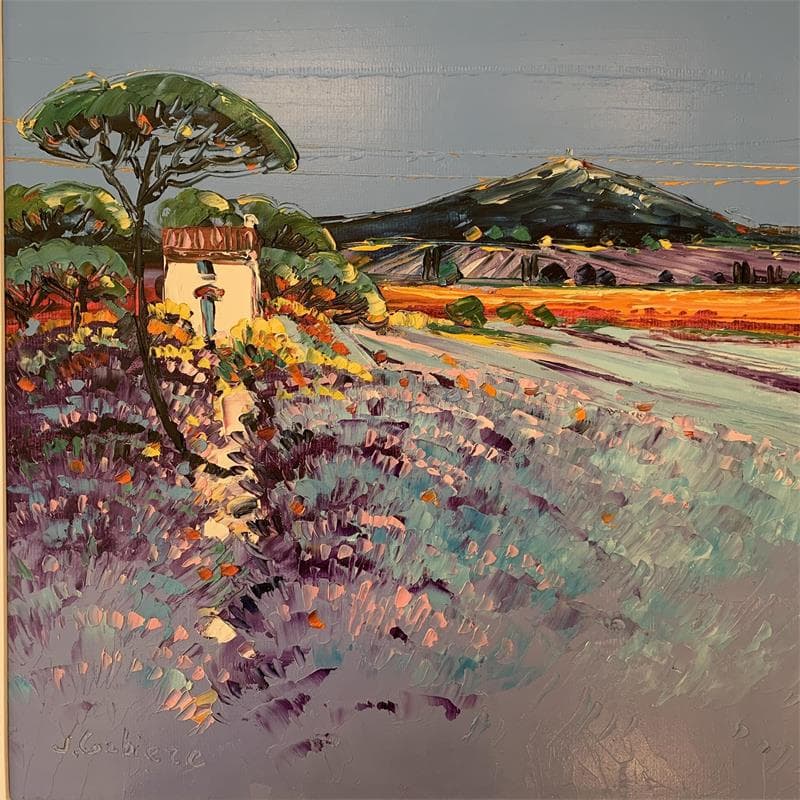Painting Panorama Mont Ventoux by Corbière Liisa | Painting Figurative Landscapes Oil