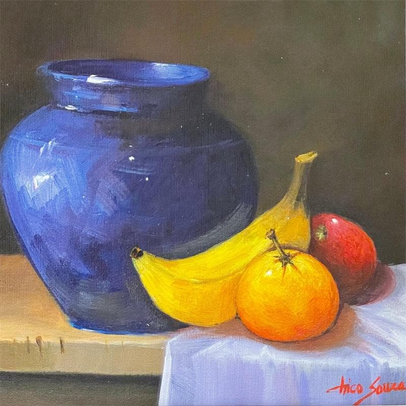 Painting banana by Chico Souza | Painting Figurative Still-life Oil
