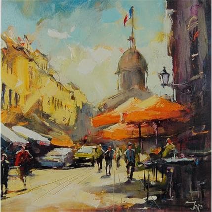 Painting Parisian street afternoon by Joro | Painting Figurative Oil Urban