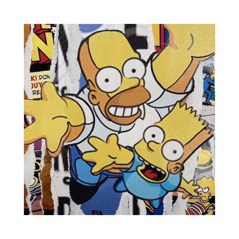 Peinture Homer et bart par Lamboley Franck | Tableau Pop Art Mixte icones Pop
