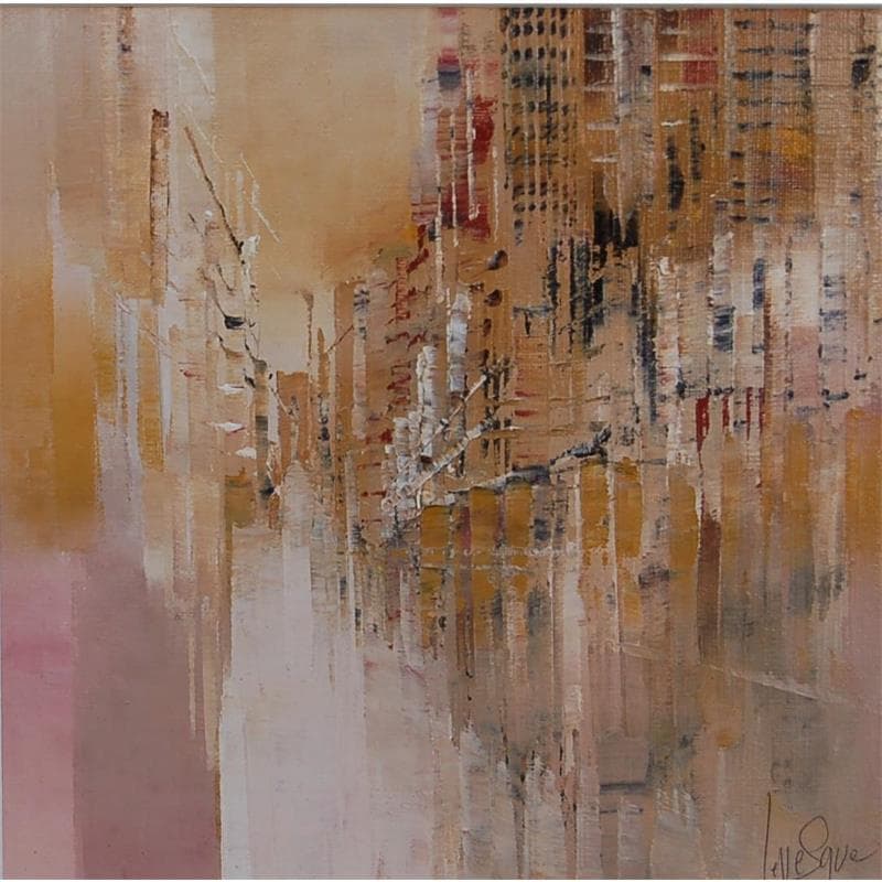 Painting Promenade sereine by Levesque Emmanuelle | Painting Abstract Urban Oil