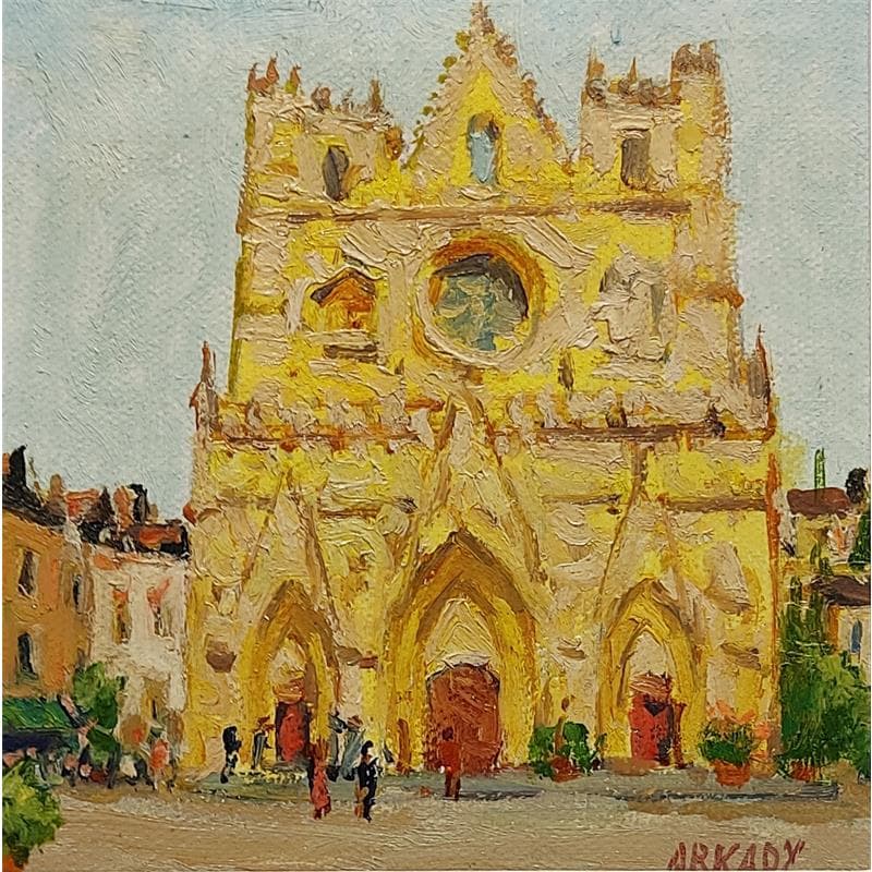 Painting Cathédrale St Jean by Arkady | Painting Figurative Oil Urban