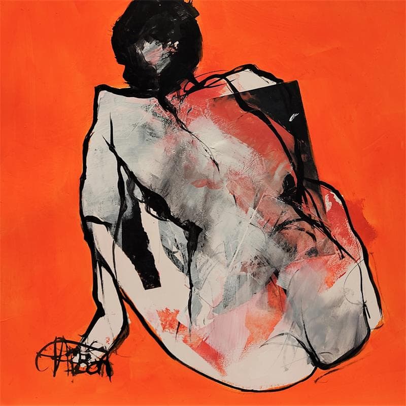 Painting ORANGE N°2 by Chaperon Martine | Painting Figurative Acrylic Nude