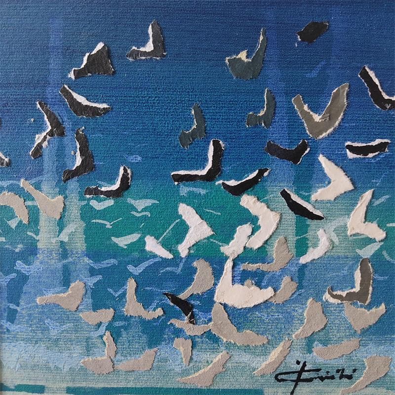 Peinture BIRDS 06 07 18 16.05 par Gozdz Joanna | Tableau Abstrait Minimaliste Acrylique